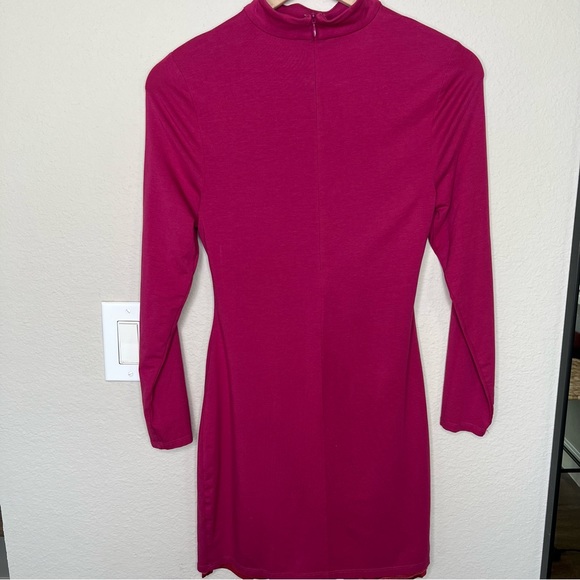 LOVERS + FRIENDS Electra Cut Out Long Sleeve Mini Bodycon Dress Berry Pink M - Picture 3 of 4